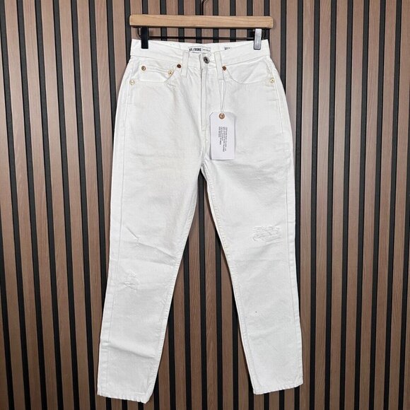 New RE/DONE Jeans 26 Womens White Skinny Ankle Denim Microstretch - Picture 1 of 11